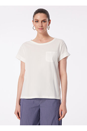 Sisley Crew Neck White Women's T-Shirt 3I1Xl1058