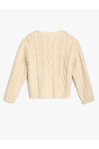 Koton Long Sleeve Button V-Neck Hair Knit Cardigan