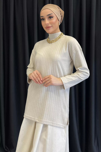 julude Stone Half Turtleneck Slit Hijab Tunic