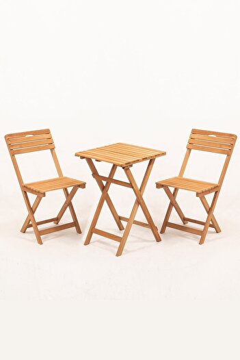 Meya Dekor Minderli Balkon Bahçe Mutfak 3'lü Bistro Set Katlanır Masa sandalye 50x50