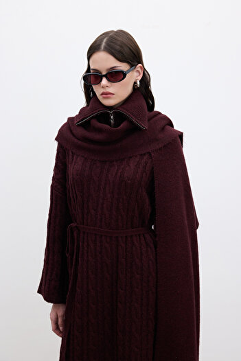 Manuka Burgundy High Collar Cloak Scarf