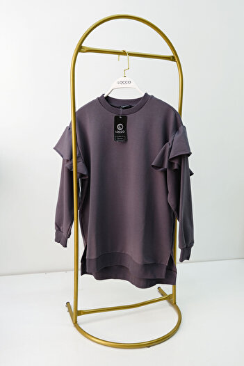 LOCCO Anthracite Ruffled Tunic Sleeve