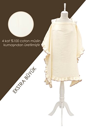 mordesign Extra Large Muslin Baby Nursing Cover - Stroller, Stroller Cover, Ruffle Series, Cream