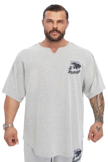Big Sam Big Sam - 3366 Model Oversize Embroidered Rag Top T-Shirt