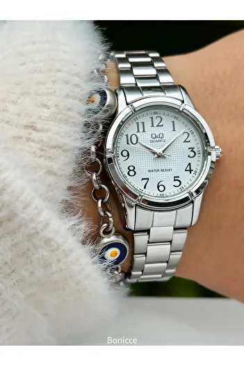 Q&Q Brand Steel Cord Small Case, Silver Numeral Women's Wrist Watch+Bracelet