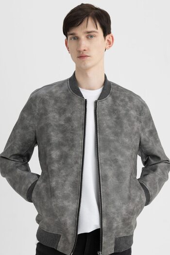 DeFacto Stand CollarSlimFit Faux Leather Coat - Lined C6971ax24au