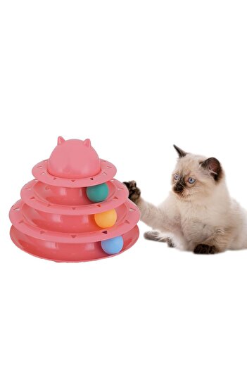 GOBYPET 3-Layer Pink Round Cat Toy - Wrapping Ball Fun