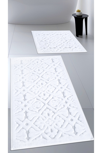 Cotton Crafty Cotton Woven Bath Mat Set, Bathroom Rug Lara Set of 2 60X100 - 60X50
