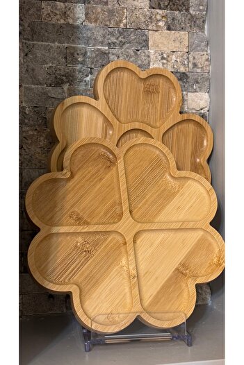 ARİN MODA Ari̇n Homtes Den Bamboo Multi-Purpose Presentation Plate Flower 2 Pieces