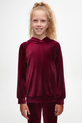 LOVETTI Plum Girl's Velvet Bottom Top Set