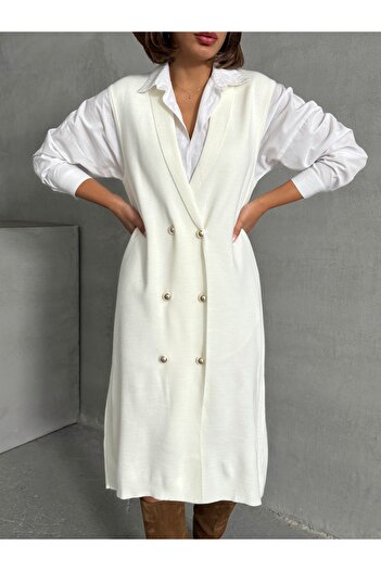 Lusin Burgundy Premium Knitwear Cardigan - Stylish Buttoned Long Women's Coat