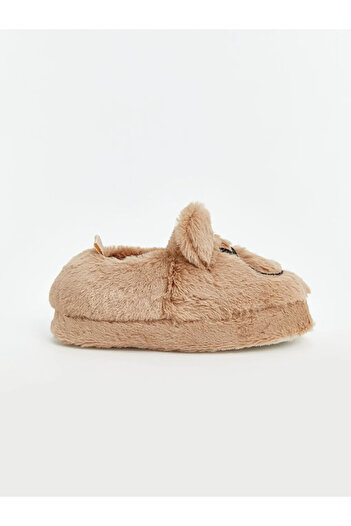 LC Waikiki Beige Teddy Bear Figured Plush Baby Boy Slippers