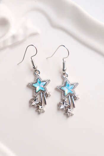 EFBUTİK Blue Stone Comet Imported Earrings