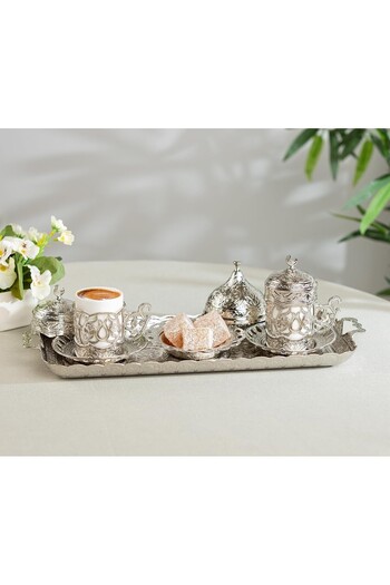 KT HOME Ottoman Turkish Arabic Espresso Coffee Cup with Coaster and Lid (2-Piece) Crescent Coffee Mugg