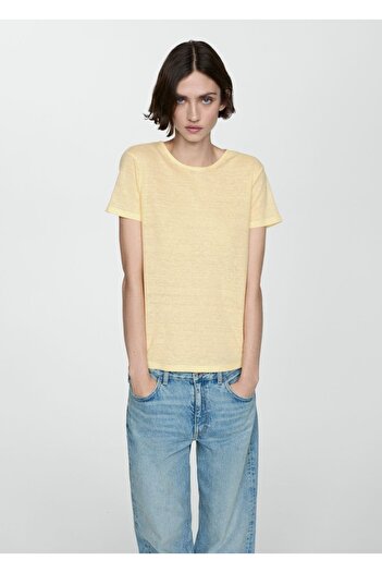 MANGO Woman Short-Sleeved Linen T-Shirt