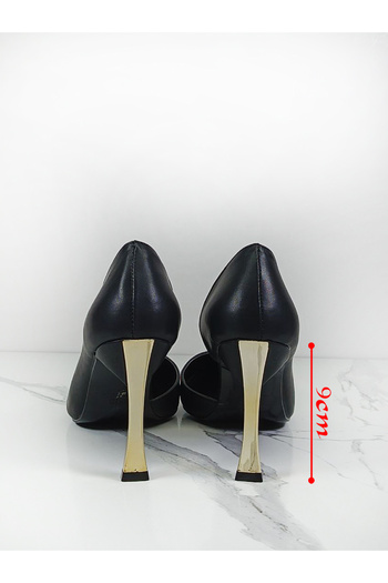 Everest Kadın Siyah Cilt Topuklu Ayakkabı Yüksek Topuklu Stiletto 9 Cm