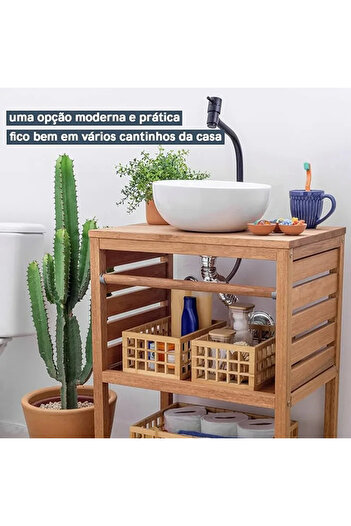 morponi 3'lü Bambu Kafes Çok Amaçlı Sepet- Organizer