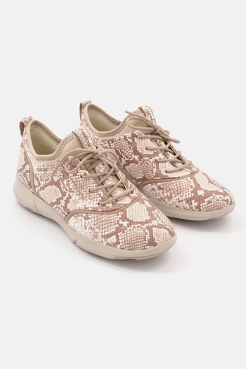 Geox Women Nebula Lace Up Casual Shoes, Beige Combo