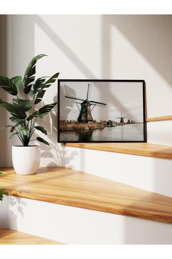 Postifull Rustic Unframed Poster, Scandinavian White Painting, No:493 Windmill Photo