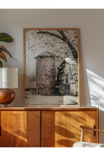 Postifull Rustic Unframed Poster, Scandinavian Brown Painting, No:369 Silo Photo, Vertical
