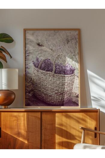 Postifull Rustic Unframed Poster, Nordic Purple Painting, No:317 Lavender Basket Photo, Vertical