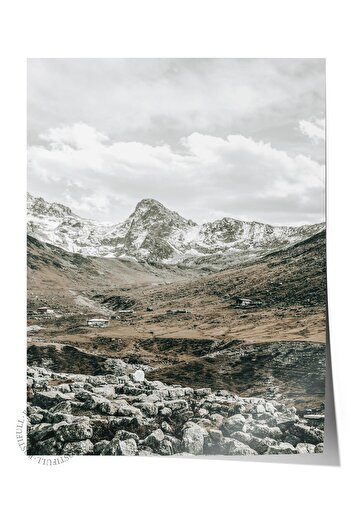 Postifull Rustic Unframed Poster, Scandinavian Brown Painting, No:144 Mountain Landscape Photo, Vertical