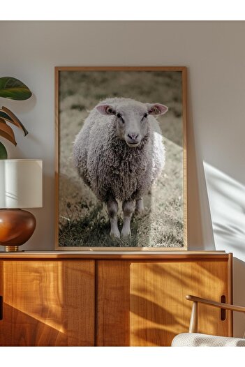 Postifull Rustic Unframed Poster, Scandinavian White Painting, No:357 Sheep Photo, Vertical
