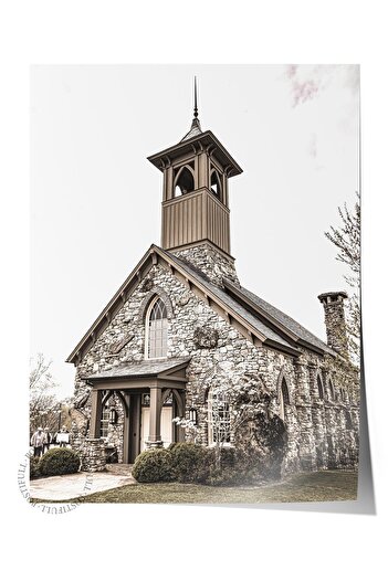 Postifull Rustic Unframed Poster, Scandinavian Brown Painting, No:281 Church Photo, Vertical