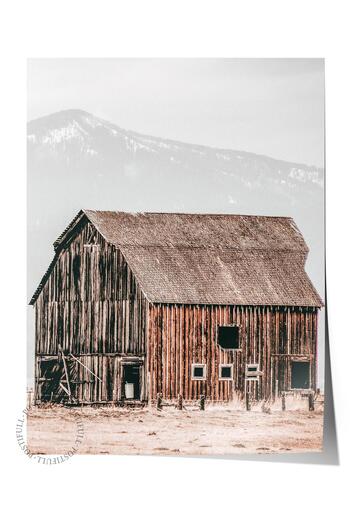 Postifull Rustic Unframed Poster, Scandinavian Brown Painting, No:413 Wooden House Photo