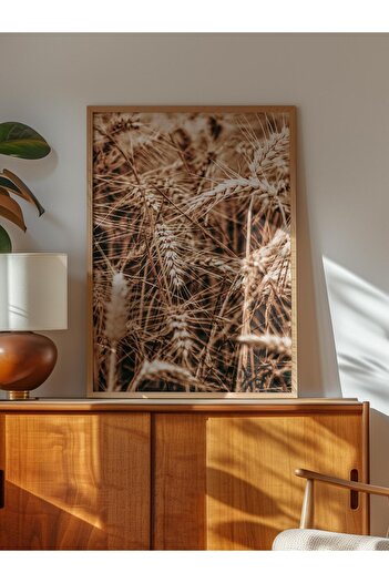 Postifull Rustic Unframed Poster, Nordic Brown Painting No:152 Dried Plants Close-Up Plan Photo