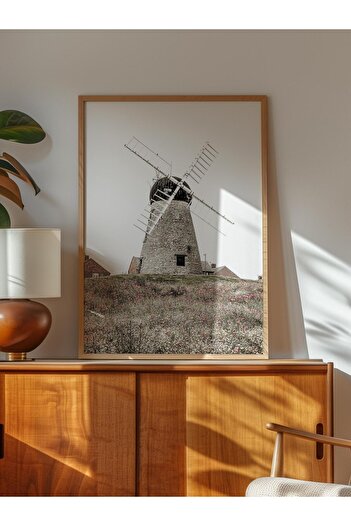 Postifull Rustic Unframed Poster, Scandinavian Brown Painting, No:234 Mill Photo, Vertical