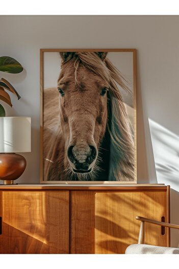 Postifull Rustic Unframed Poster, Scandinavian Brown Painting, No:398 Horse Photo, Horizontal