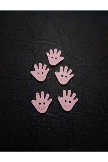 İMREN AKSESUAR 1.5 cm Hand Figured Pink Wooden Button - Two Holes, 1 Pack of 8 Pieces