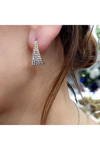 Store Zircon Stone Gold Color Sparkling Earrings Does Not Tarnish