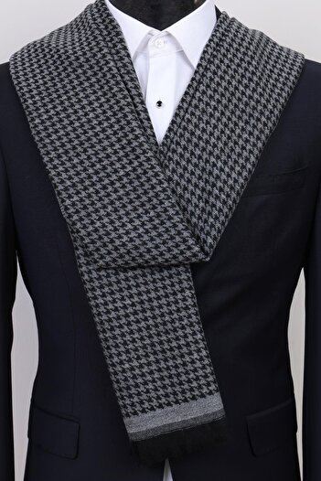 Esgue Black-Grey Double-Sided Houndstooth Patterned Viscose Camisole