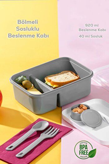 HOBBY LİFE وعاء التغذية - حجرة صلصة ذاتية وملعقة شوكة