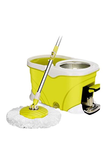 COOYA Multifunctional Spin Mop Set, Retractable Handle, Pedal Design, 5 Microfiber Mop Pads, Yellow