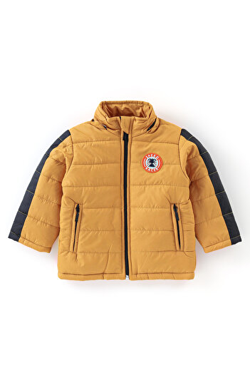 Babyhug Babyhug Full Sleeves with Detachable Hood Padded Quilted Jacket - Mustard Yellow