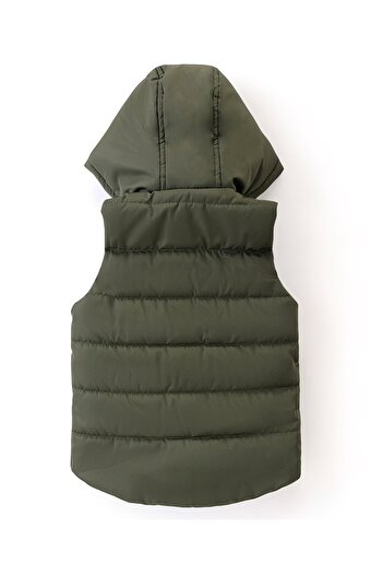 Babyhug Babyhug Sleeveless Hoodie Trip To The Mountain Badge - Olive