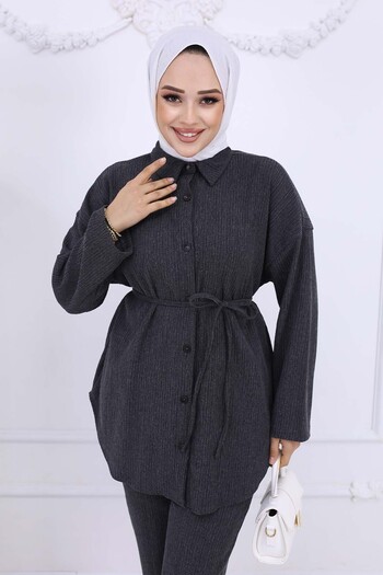 benguen Anthracite 2193 - Two-Piece Set with Belted Waist