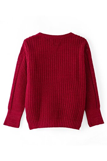 Pine kids Pine Kids Full Sleeves Cable Knit Solid Pullover Sweater - Red