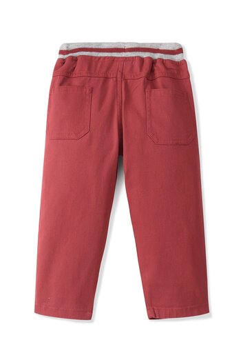Babyhug Babyhug Cotton Spandex Woven Full Length Trouser Solid Colour - Red
