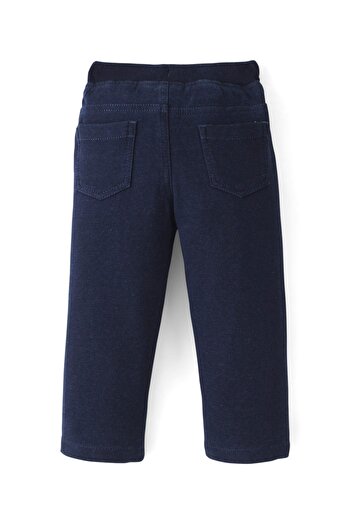 Babyhug Babyhug Cotton Spandex Full Length Stretchable Solid Joggers - Dark Blue