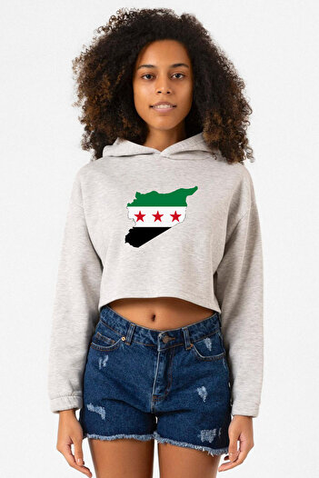 Tshirthane Syria New Flag Grimelange Women's Crop Hoodie