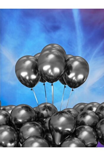 VibeHome Black Color 50Pcs Chrome Balloon Set - for Birthday Party and Fun Events