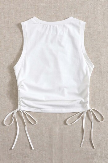 Merry See Side Gathered Sleeveless Blouse Crop Top Undershirt