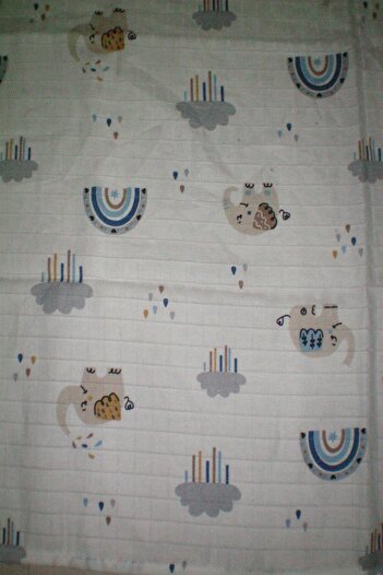 MORE HOME 1 Pcs Cloud & Skies Belted 90X90 cm 100% Cotton Single Layer Muslin Fabric Baby Blanket.