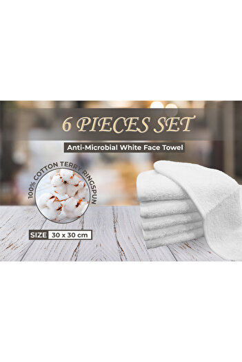 Hotel Linen Klub 6-Piece Princess Antimicrobial Face Towel, Luxury Touch and Enhanced Hygiene for Daily Use