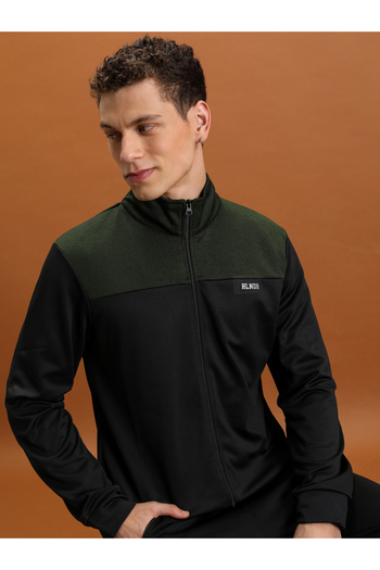 Highlander By Styli Color Block High Neck Zip Up Jacket