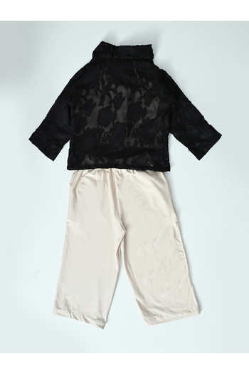 Bella Moda By Styli Mesh Insert Shirt with Long Sleeves & Trousers Co-Ords Set